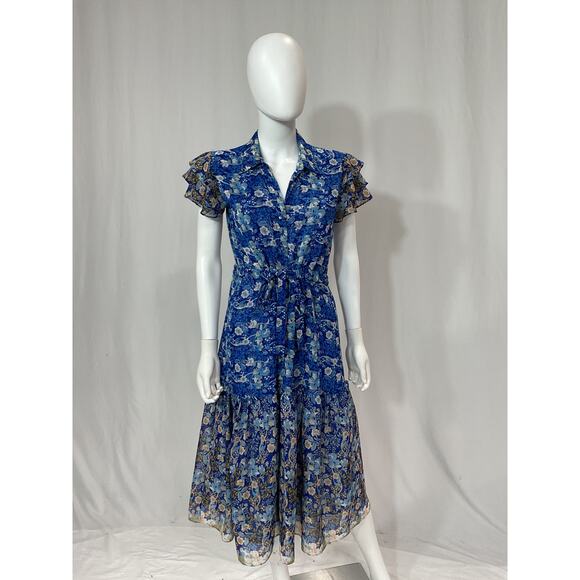 Misa Los Angeles 'Viola' Blue Voile Dress Size S - Picture 2 of 5